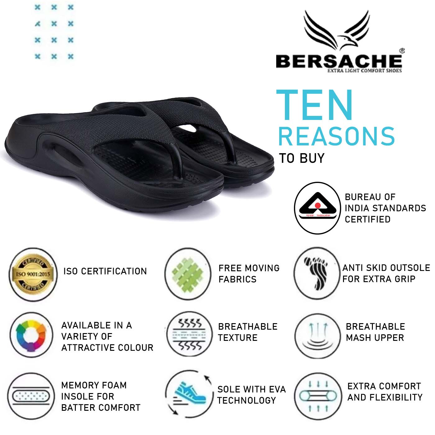 Bersache Comfortable Stylish Flip Flop For Men (6061-Black)