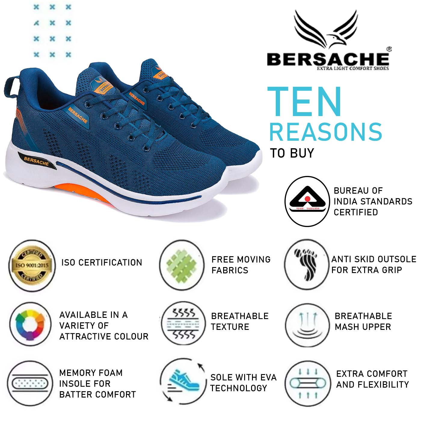 Bersache Sneaker, Loafers ,Casual With Extra Comfort Sneakers For Men's-7050-(Blue)