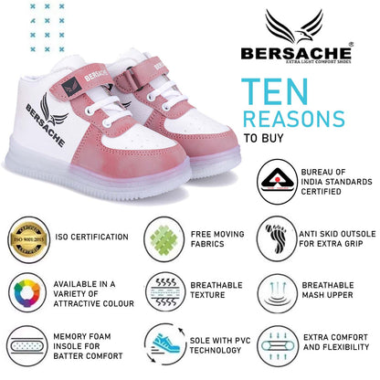 Bersache Sneaker, Loafers ,Casual With Extra Comfort Sneakers For Kids-8015-(Pink)