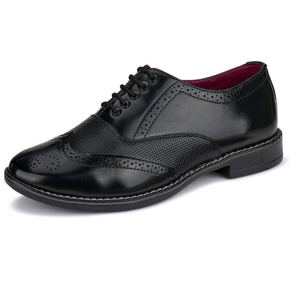 Bersache Lightweight Formal Office Wear Outdoor Shoes For Men (9098-Black)